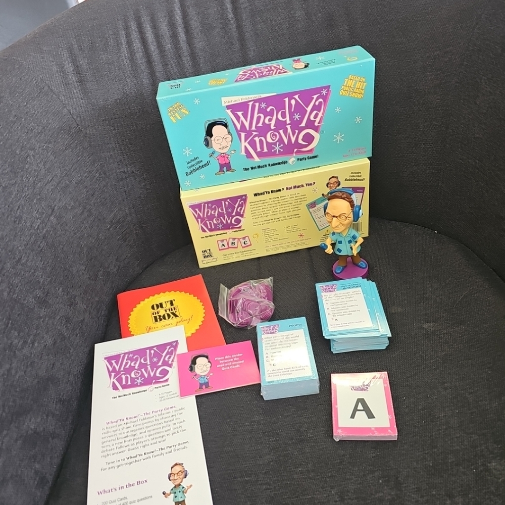 2003 Out Of The Box Michael Feldman's Whad' Ya Know? Trivia Game with Bobblehead